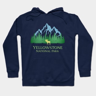 Yellowstone National Park Montana Mountains Moose Trees Silhouette Hoodie